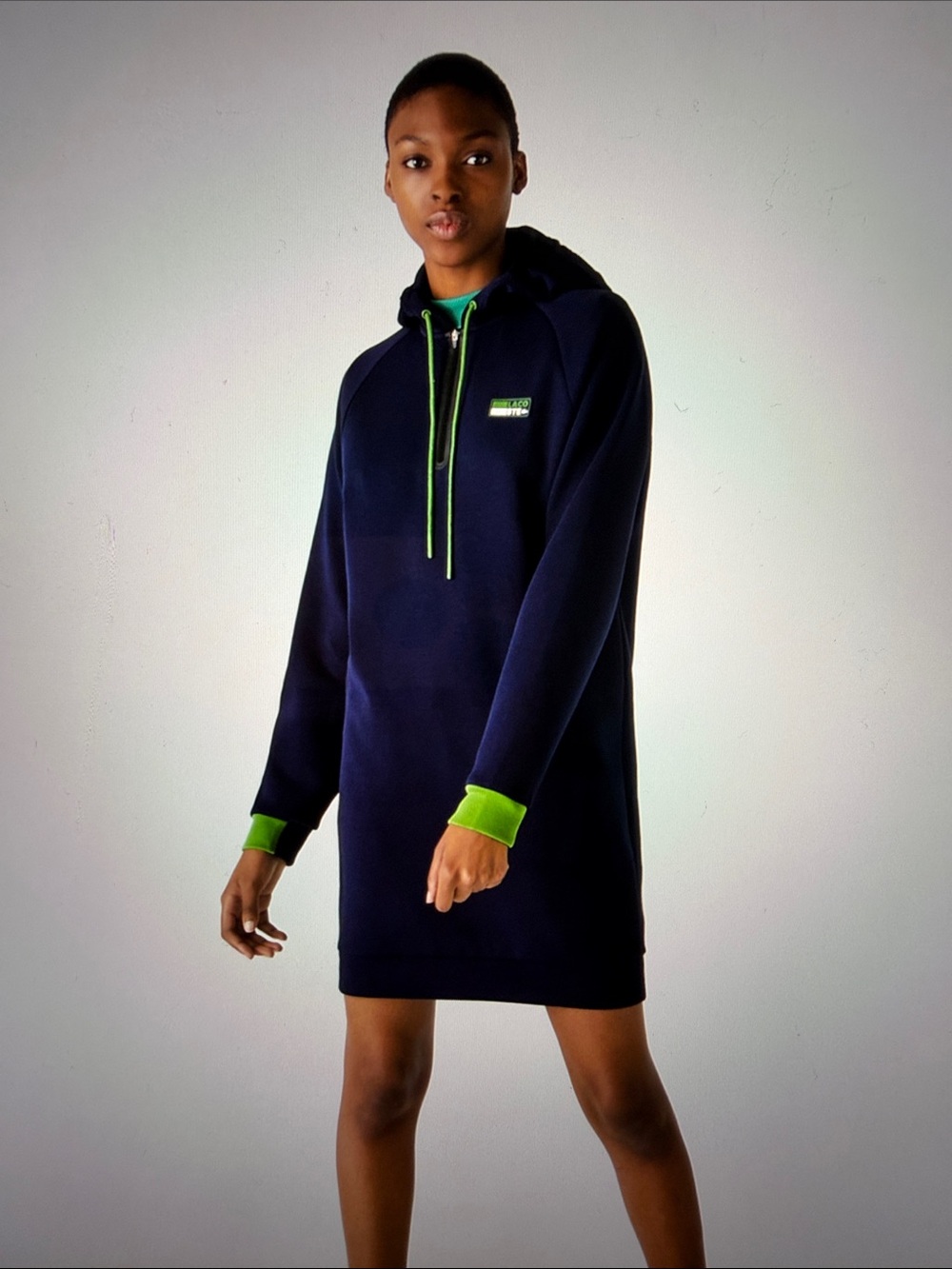 BNWT Lacoste Sport Sweatshirt Navy Dress with Lime Green Accents Size 38 ( 6 )